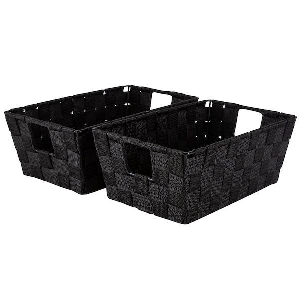 Simplify Small Woven Storage Shelf Basket in Black, 2PK 25014-BLK-2PK - main